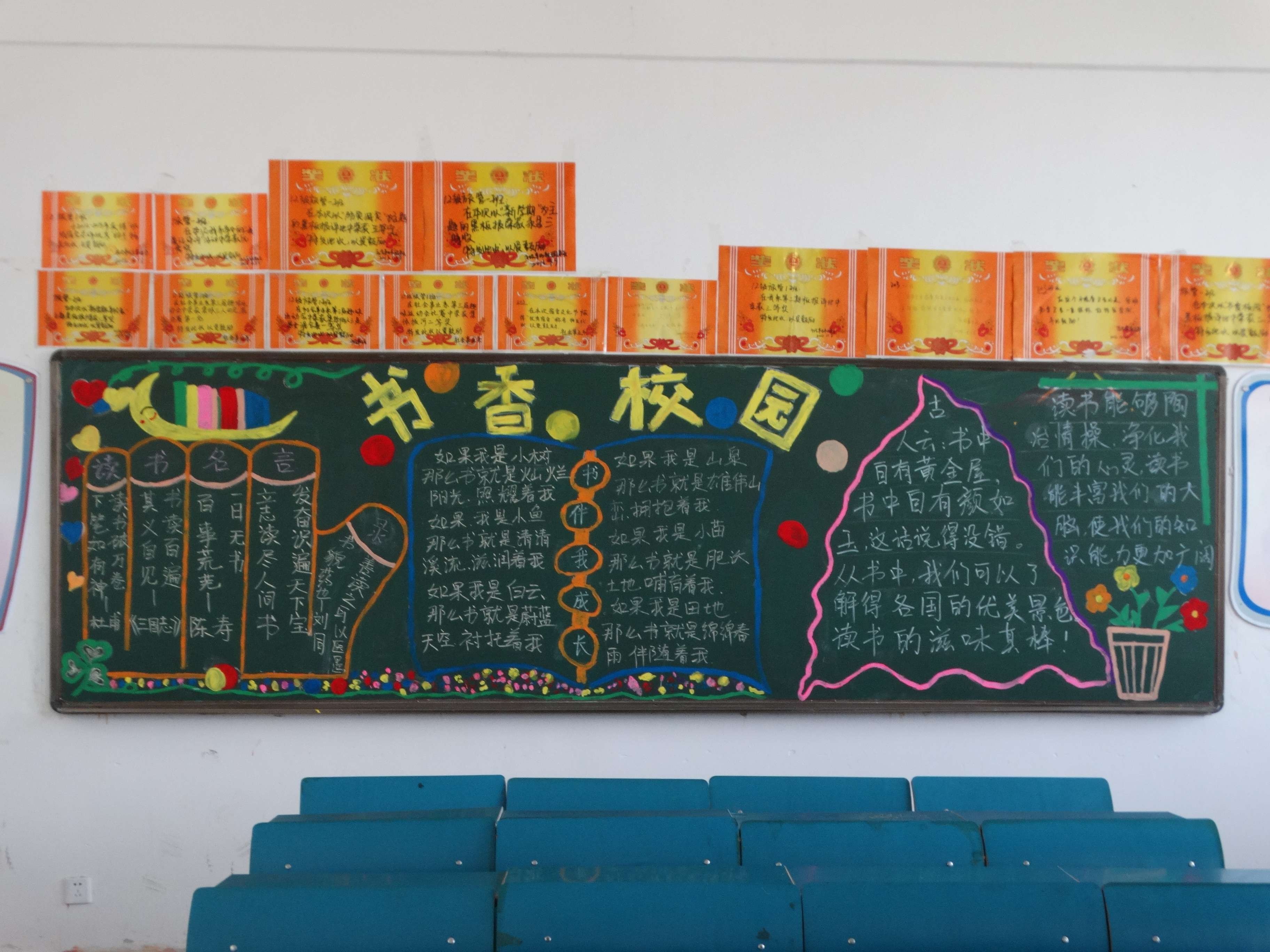 我系举办“书香校园”主题黑板报评比 我系举办“书香校园”主题黑板报评比